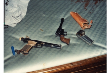 The Ryen's loaded guns found at the crime scene.